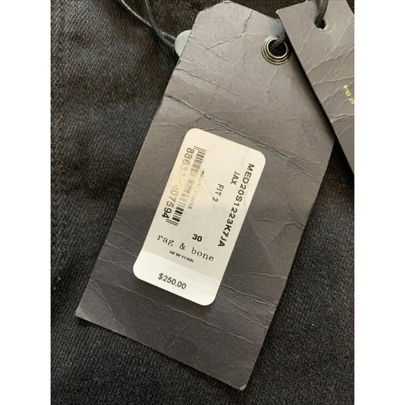 Rag & Bone Men's Black Fit 2 Slim Fit Jeans Size 30x34 NWT - Picture 9 of 16